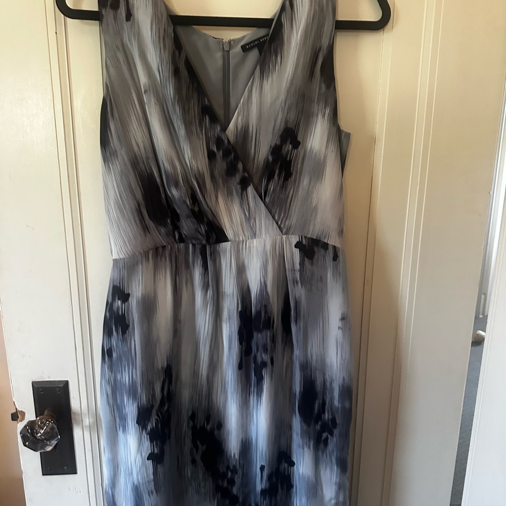 Sleeveless Gray & Black Watercolor Sheath Dress - 100% silk